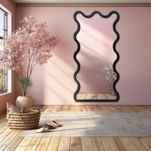 Lustro nieregularne w ramie mdf - TWIST – Blobs Mirrors Czarna Rama